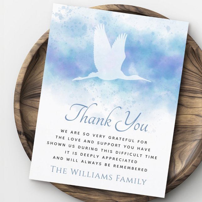 Flying crane funeral sympathy thank you card (Flying crane funeral sympathy thank you card)