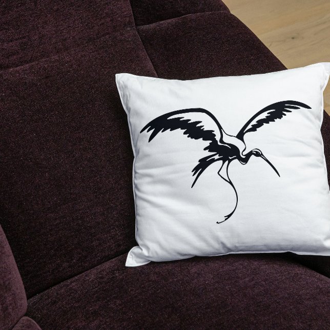 Flying Crane Line Art Cushion (Creator Uploaded)