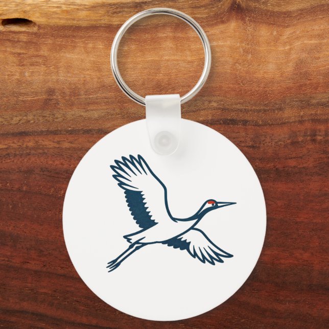 Flying Crane – Minimal Japanese Icon Key Ring (Front)
