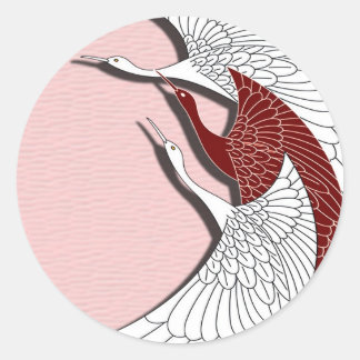 Flying cranes classic round sticker