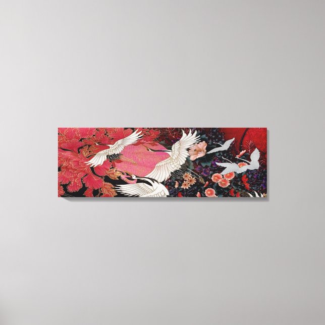 Flying Cranes in Field Canvas Print (Front)