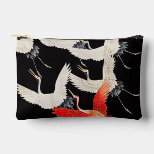 Flying Cranes: Japanese Bird Kimono Art Accessory Pouch