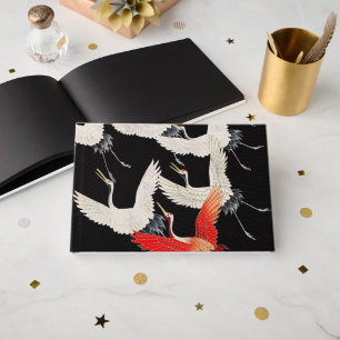 Flying Cranes: Japanese Bird Kimono Art Guest Book