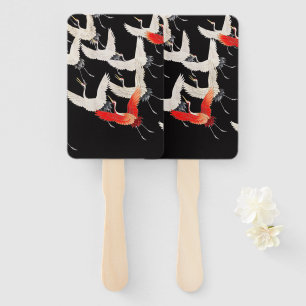 Flying Cranes: Japanese Bird Kimono Art Hand Fan