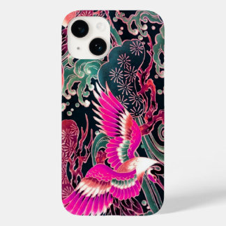 FLYING CRANES,WAVES,FLOWERS Pink Japanese Floral Case-Mate iPhone 14 Case