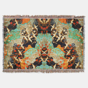 FLYING CRANES WITH SPRING FLOWERS Japanese Floral Throw Blanket