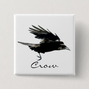 FLYING CROW Raven Wildlife Bird Art 15 Cm Square Badge