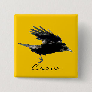 FLYING CROW Raven Wildlife Bird Art 15 Cm Square Badge