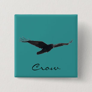 FLYING CROW Raven Wildlife Bird Art 15 Cm Square Badge