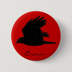 FLYING CROW Raven Wildlife Bird Art 6 Cm Round Badge