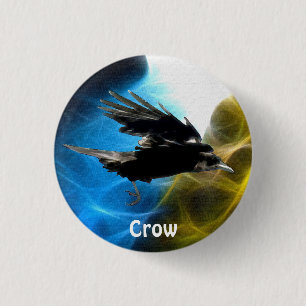 FLYING CROW Raven Wildlife Birds Series 3 Cm Round Badge