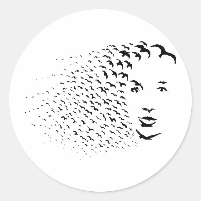 Flying Crows or Face Optical Illusion Classic Round Sticker (Front)
