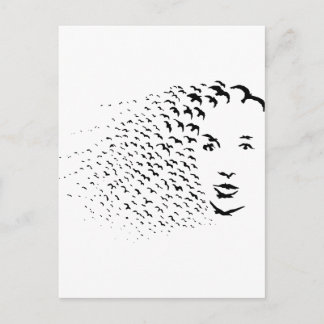 Flying Crows or Face Optical Illusion Postcard