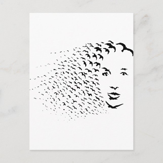Flying Crows or Face Optical Illusion Postcard (Front)