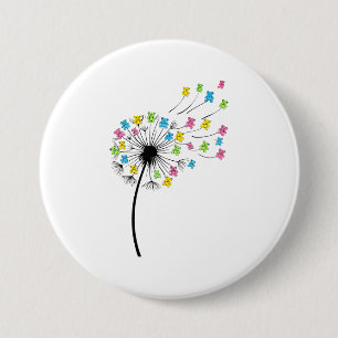 Flying cute bears dandelion flow 7.5 cm round badge