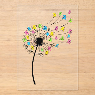 Flying cute bears dandelion flow acrylic invitations