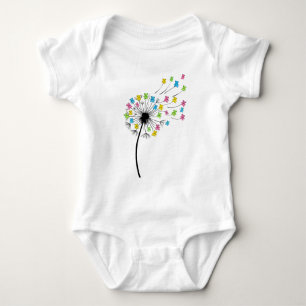 Flying cute bears dandelion flow baby bodysuit