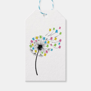 Flying cute bears dandelion flow gift tags