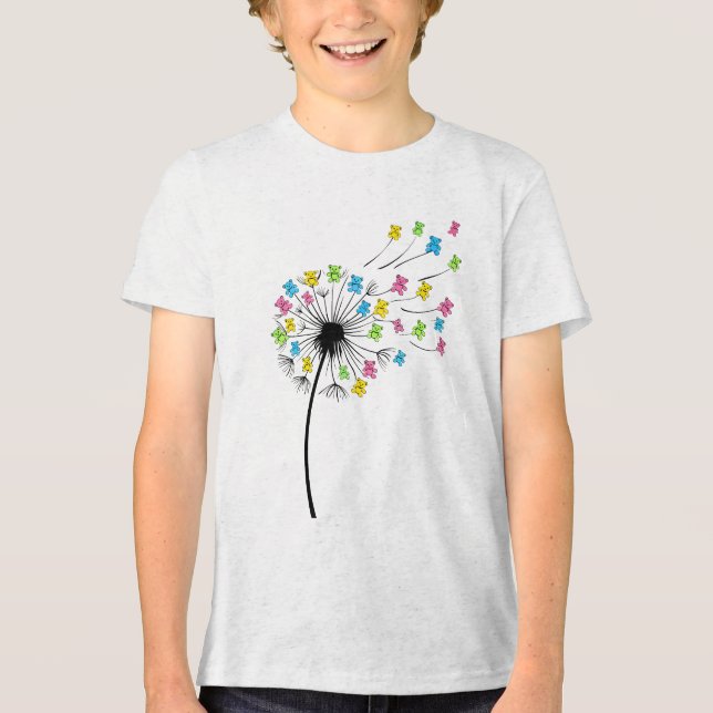 Flying cute bears dandelion flow Tri-Blend shirt (Front)