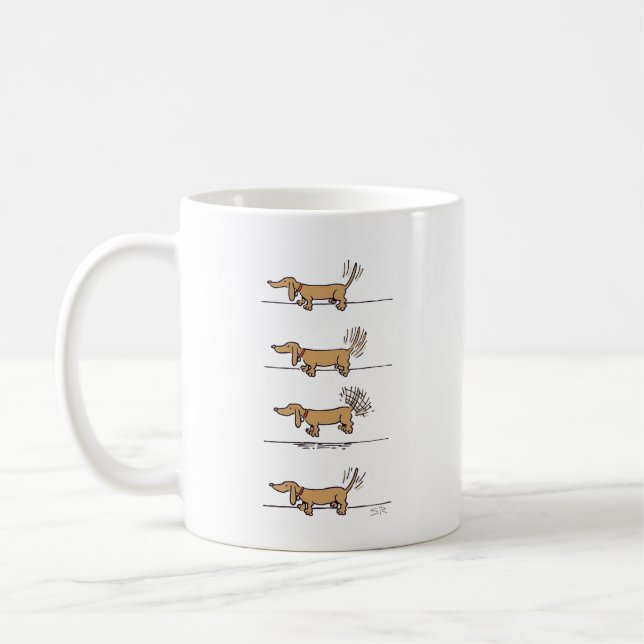 Flying Dachshund brown mug (Left)