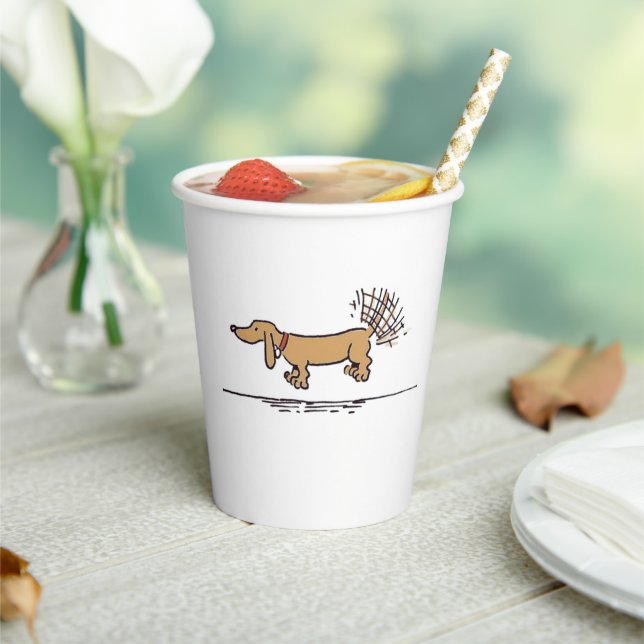Flying Dachshund brown paper cups (Insitu)