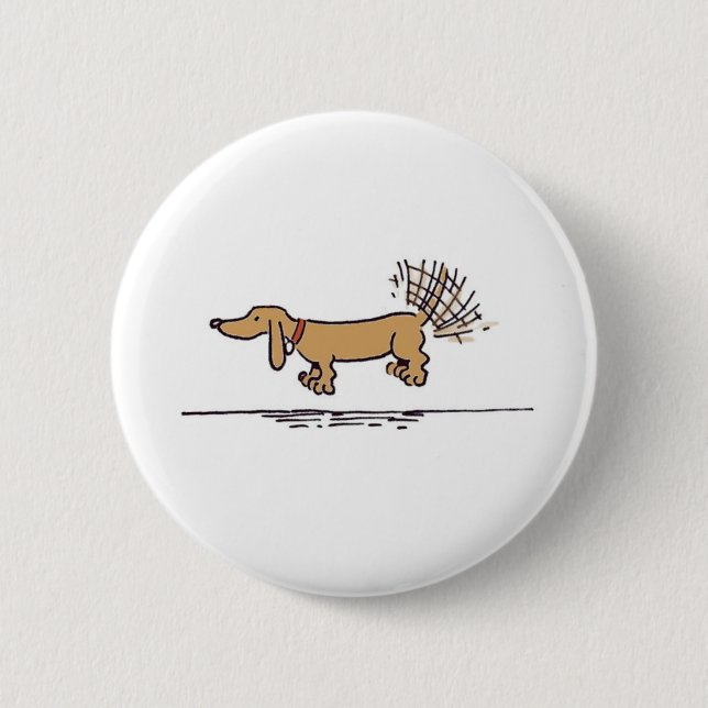 Flying Dachshund button (Front)