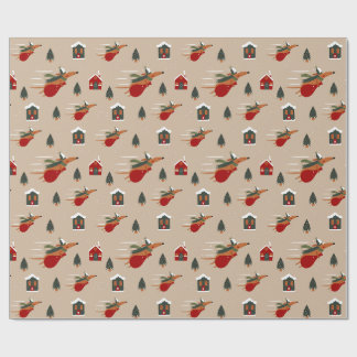 Flying Dachshund Christmas Pattern Wrapping Paper
