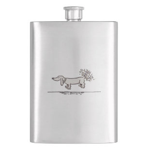 Flying Dachshund grey stainless steel flask
