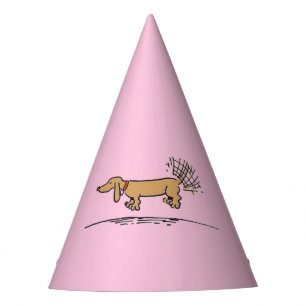 Flying Dachshund pink party hats