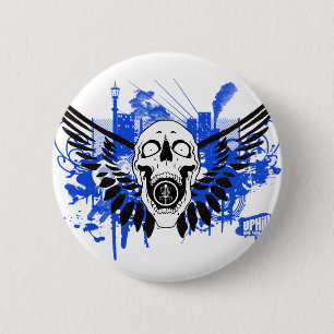 Flying Disc Golf Skull 6 Cm Round Badge