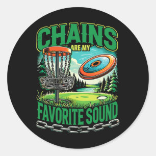 Flying Discc Frisbee Chains Are My Favourite Sound Classic Round Sticker