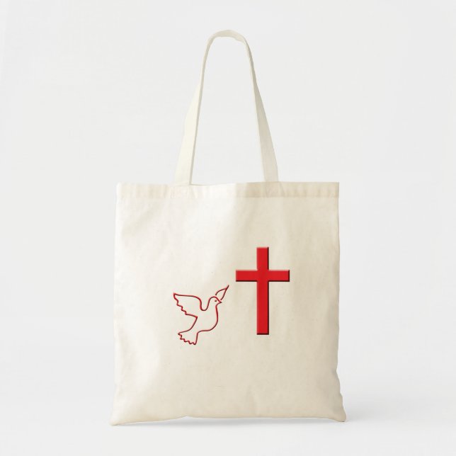 Flying dove and cross tote bag (Front)