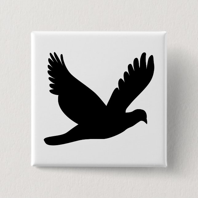 Flying Dove Silhouette 15 Cm Square Badge (Front)