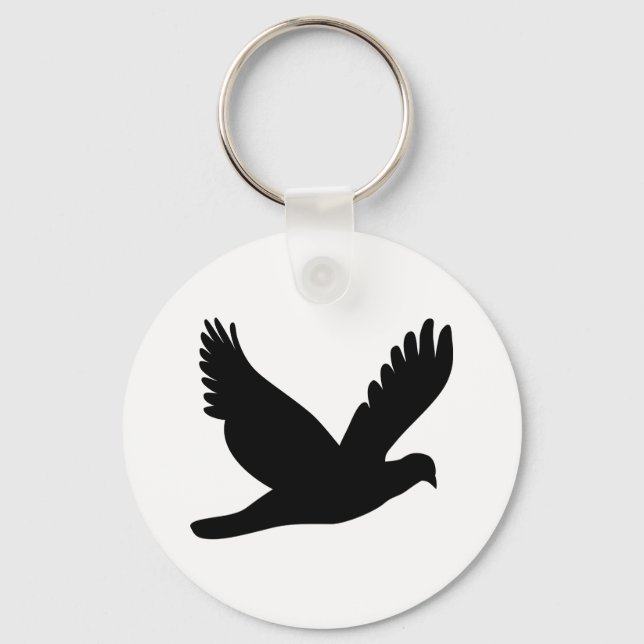 Flying Dove Silhouette Key Ring (Front)