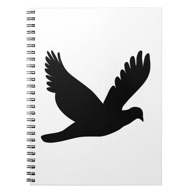 Flying Dove Silhouette Spiral Notebook (Front)