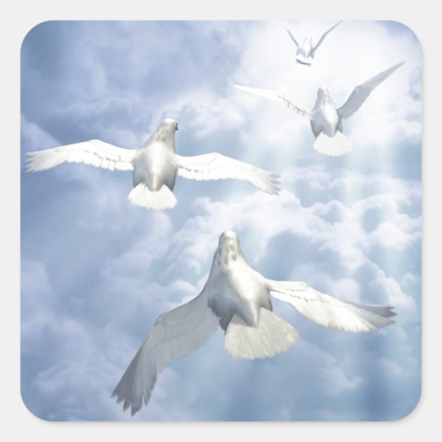 Flying Doves Square Sticker (Front)