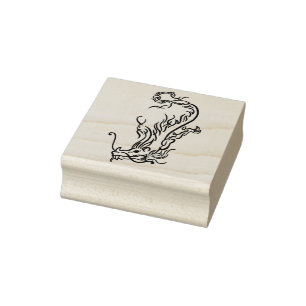 flying dragon art stamp