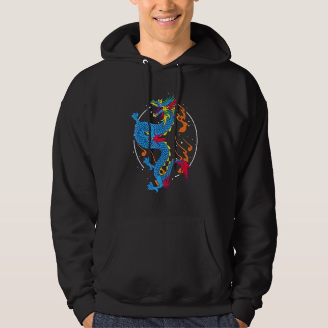 Flying Dragon Fantasy Chinese Mythical Creature Dr Hoodie (Front)