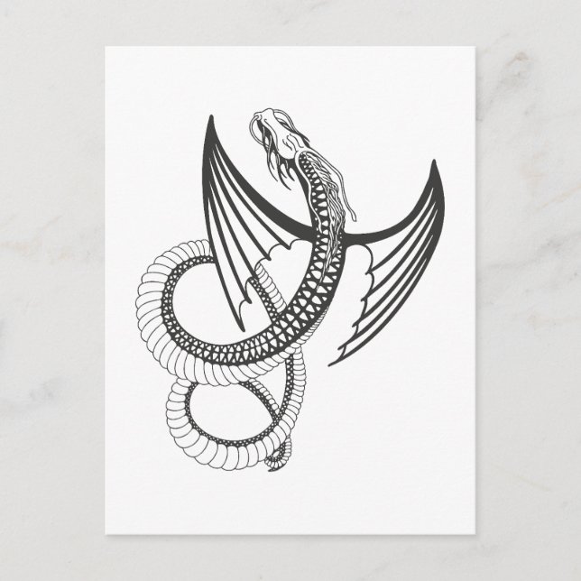 Flying Dragon in dark gray and white Postcard (Front)