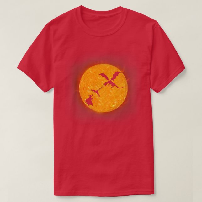 Flying Dragon Moon & Witch Mythical Dragons Lizard T-Shirt (Design Front)