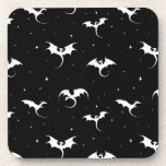 Flying dragons and stars on black background coaster<br><div class="desc">Flying dragons and stars on black background</div>