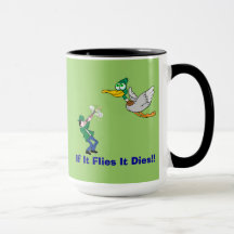 Flying Duck And Hunter Cartoon