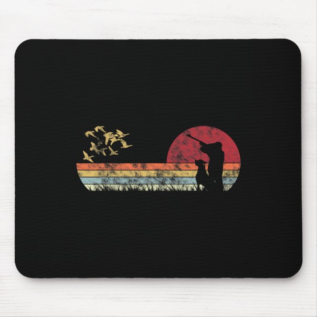 Flying Duck Hunting With Dog Retro Style  Mouse Pad (Front)