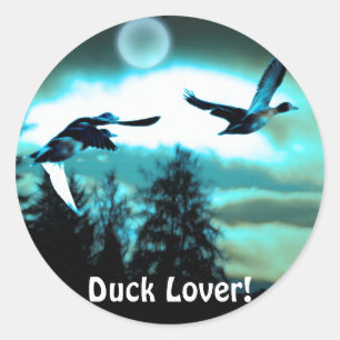 FLYING DUCKS & MOON Stickers