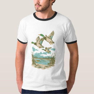 Flying Ducks Wetland Wildlife Nature Hunting Outdo T-Shirt