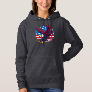 Flying Eagle and American Flag Hoodie