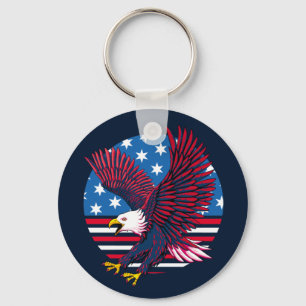 Flying Eagle and American Flag Key Ring