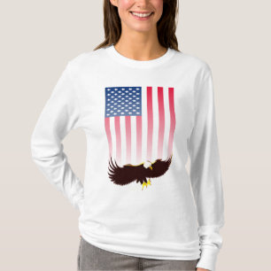 Flying Eagle And American Flag T-Shirt