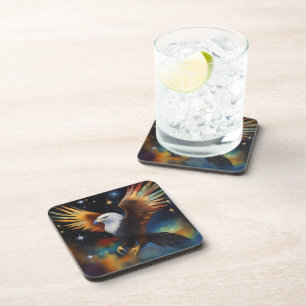 Flying Eagle Colourful Cosmic Art, Coaster