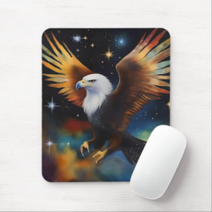 Flying Eagle Colourful Cosmic Art, Mouse Pad